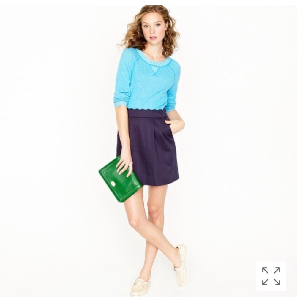 J crew Sateen scallop mini skirt.